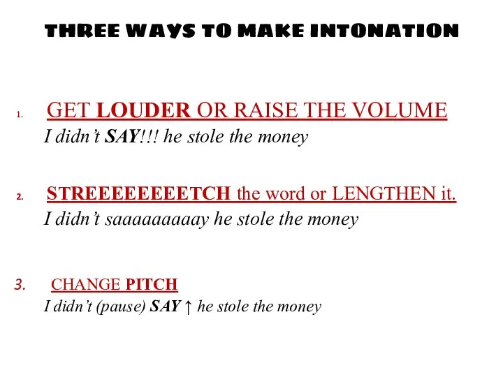 THREE WAYS TO MAKE INTONATION GET LOUDER OR RAISE THE VOLUME I