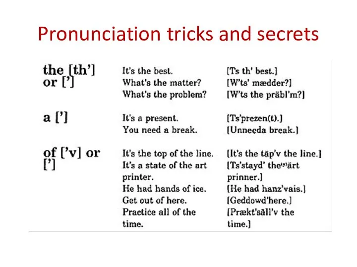 Pronunciation tricks and secrets
