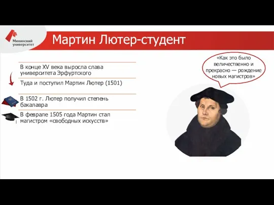 Мартин Лютер-студент «Как это было величественно и прекрасно — рождение новых магистров»