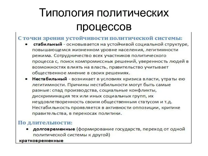 Типология политических процессов