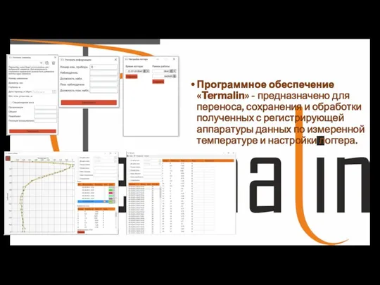 Программное обеспечение «Termalin» - предназначено для переноса, сохранения и обработки полученных с