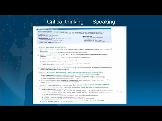 Critical thinking Speaking