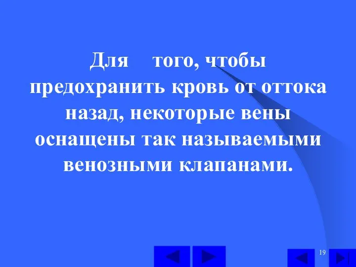 Для того, чтобы предохранить кровь от оттока назад, некоторые вены оснащены так называемыми венозными клапанами.