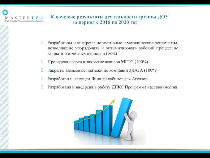 Ключевые результаты деятельности группы ДОУ за период с 2016 по 2020 год