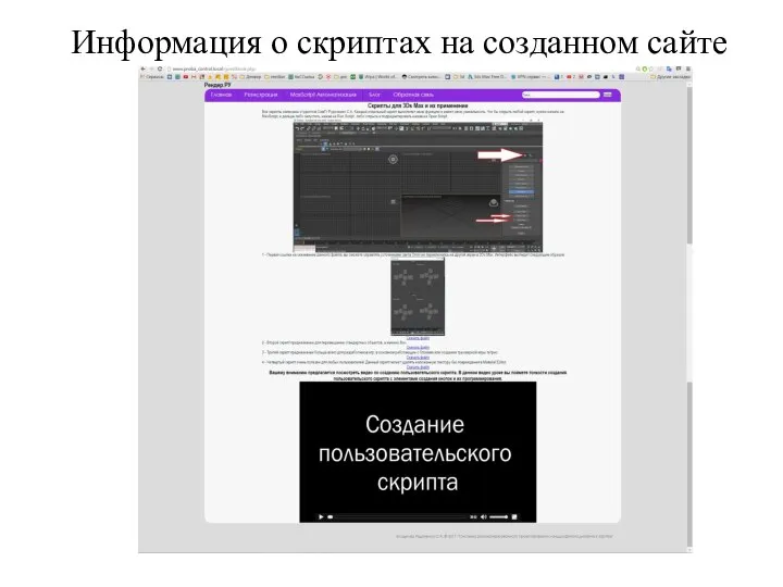 Информация о скриптах на созданном сайте