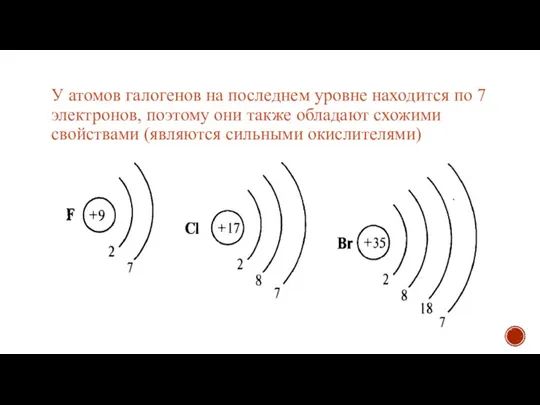 У атомов галогенов на последнем уровне находится по 7 электронов, поэтому они