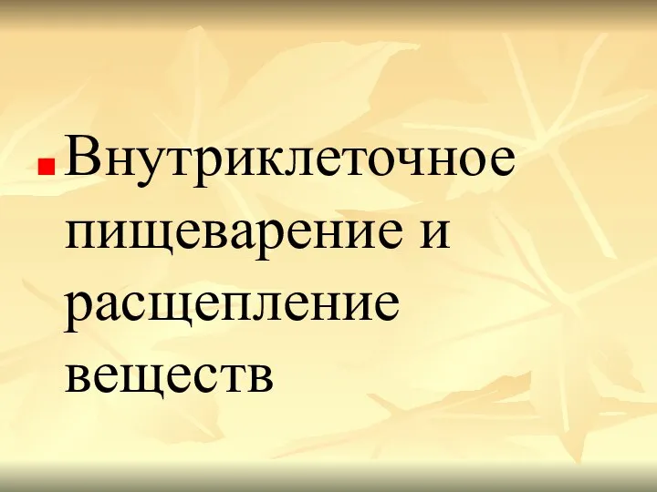 Внутриклеточное пищеварение и расщепление веществ