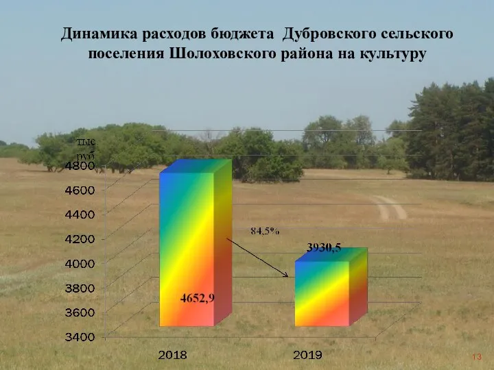 Динамика расходов бюджета Дубровского сельского поселения Шолоховского района на культуру