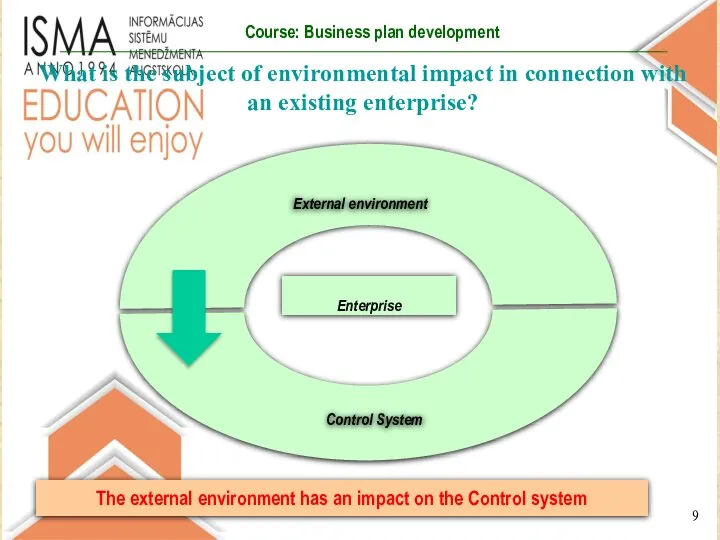 What is the subject of environmental impact in connection with an existing enterprise? Enterprise