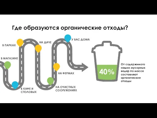 Где образуются органические отходы? В МАГАЗИНЕ В ПАРКАХ В КАФЕ И СТОЛОВЫХ