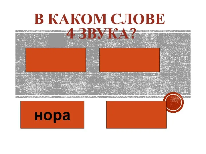 В КАКОМ СЛОВЕ 4 ЗВУКА? нора