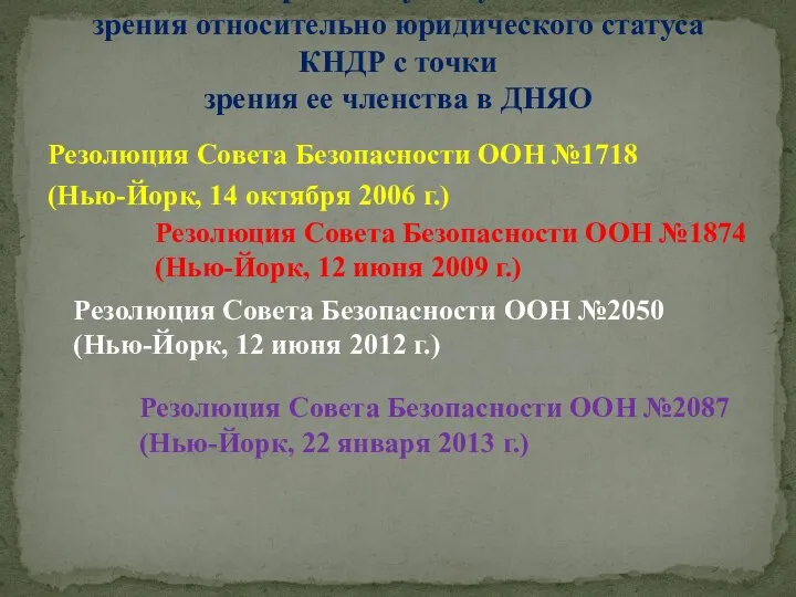 Резолюция Совета Безопасности ООН №1718 (Нью-Йорк, 14 октября 2006 г.) В настоящее