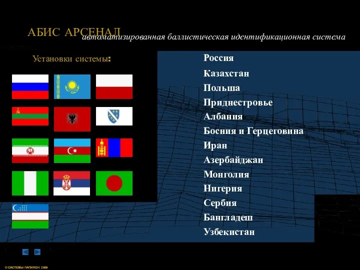 Установки системы: Россия Казахстан Польша Приднестровье Албания Босния и Герцеговина Иран Азербайджан