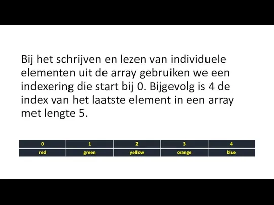 Bij het schrijven en lezen van individuele elementen uit de array gebruiken