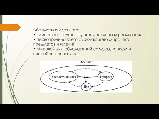 Абсолютная идея - это: • единственно существующая подлинная реальность; • первопричина всего