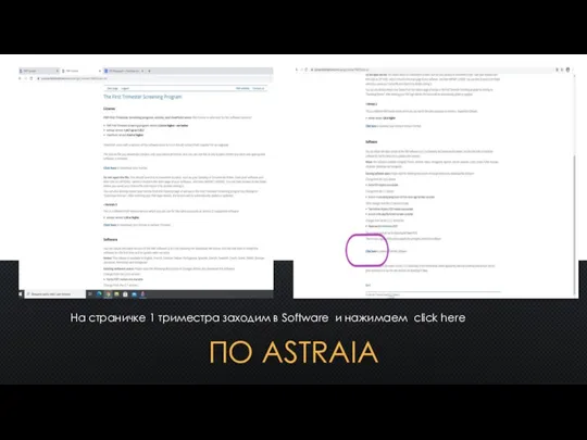 ПО ASTRAIA На страничке 1 триместра заходим в Software и нажимаем click here