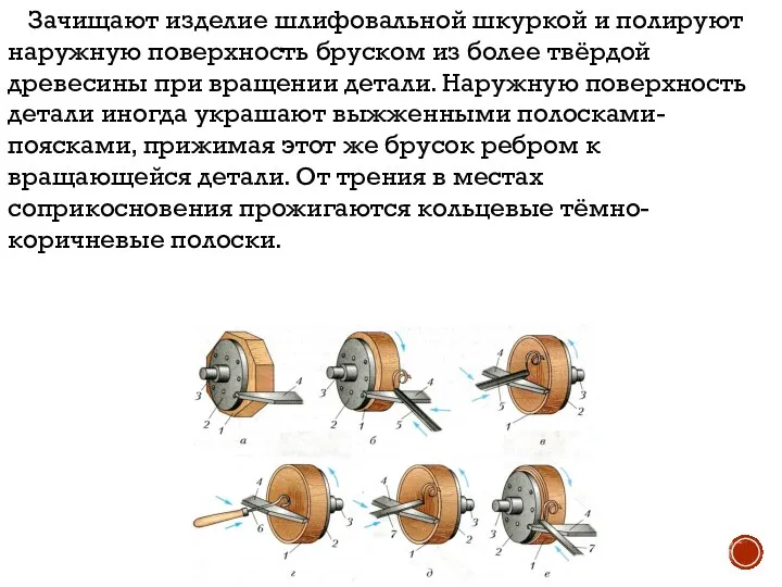 Зачищают изделие шлифовальной шкуркой и полируют наружную поверхность бруском из более твёрдой