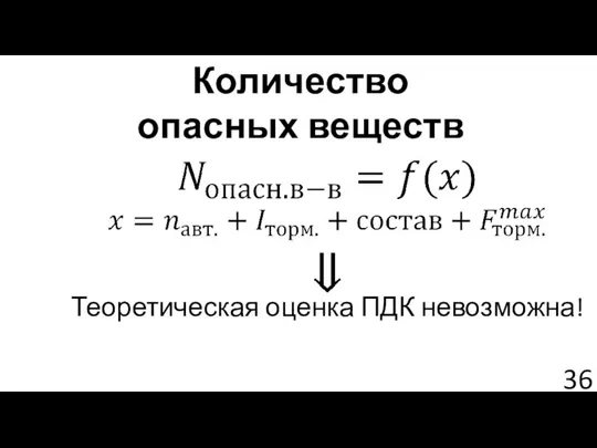 Количество опасных веществ Теоретическая оценка ПДК невозможна!