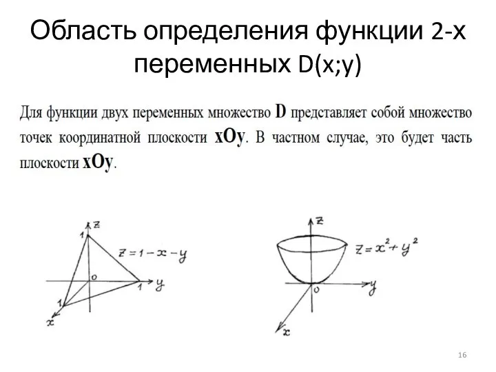 Область определения функции 2-х переменных D(x;y)