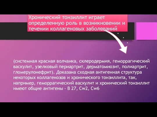 Хронический тонзиллит играет определенную роль в возникновении и течении коллагеновых заболеваний (системная