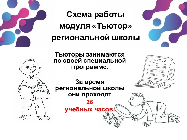 Схема работы модуля «Тьютор» региональной школы Тьюторы занимаются по своей специальной программе.