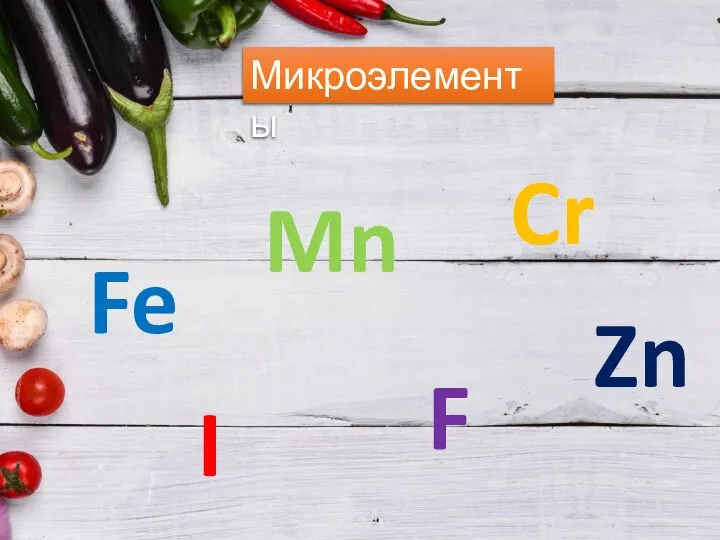 Микроэлементы Fe Mn Cr Zn I F