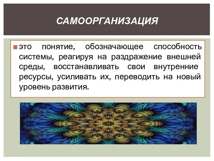 это понятие, обозначающее способность системы, реагируя на раздражение внешней среды, восстанавливать свои