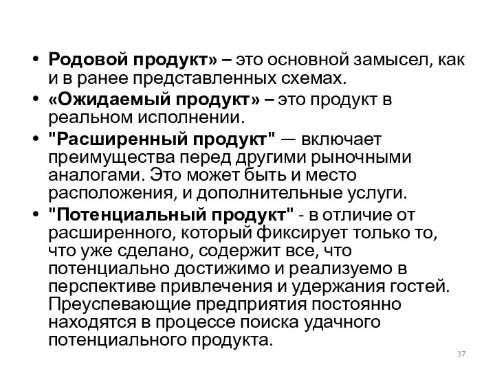 Родовой продукт» – это основной замысел, как и в ранее представленных схемах.