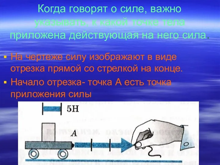 Когда говорят о силе, важно указывать, к какой точке тела приложена действующая