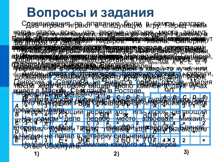 Вопросы и задания Какие преимущества обеспечивают табличные информационные модели по сравнению со