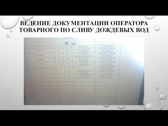 ВЕДЕНИЕ ДОКУМЕНТАЦИИ ОПЕРАТОРА ТОВАРНОГО ПО СЛИВУ ДОЖДЕВЫХ ВОД