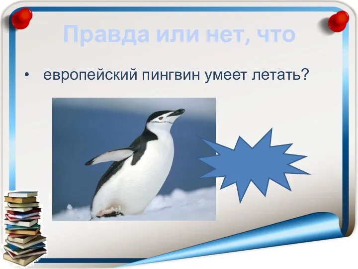 Правда или нет, что европейский пингвин умеет летать? неправда