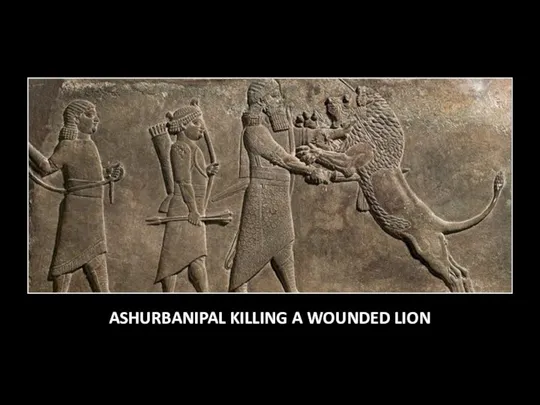 ASHURBANIPAL KILLING A WOUNDED LION