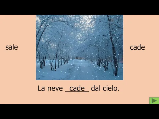 La neve ______ dal cielo. sale cade cade