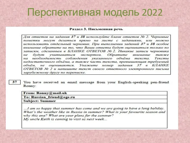 Перспективная модель 2022