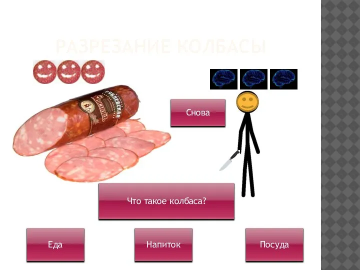 РАЗРЕЗАНИЕ КОЛБАСЫ Что такое колбаса? Еда Напиток Посуда Снова