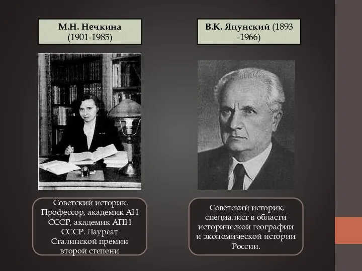 М.Н. Нечкина (1901-1985) Советский историк. Профессор, академик АН СССР, академик АПН СССР.