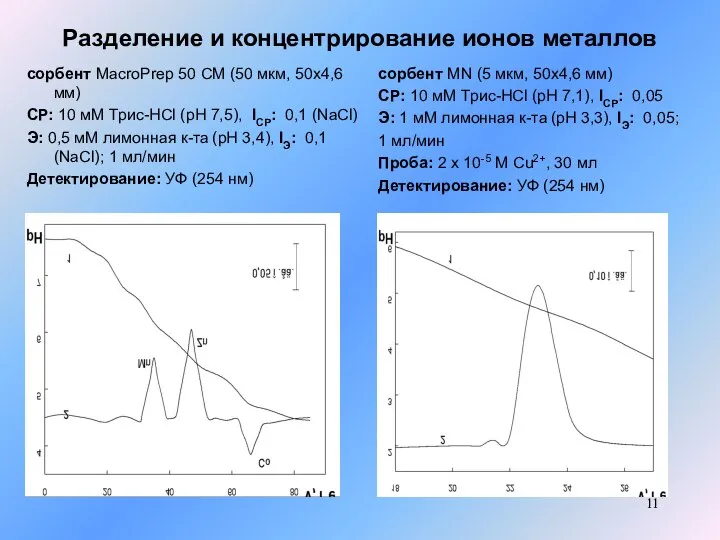 Разделение и концентрирование ионов металлов сорбент MacroPrep 50 CM (50 мкм, 50x4,6