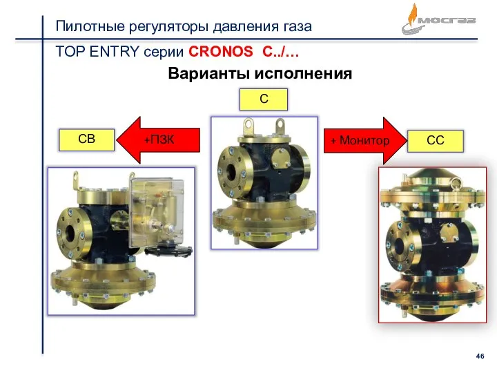 Пилотные регуляторы давления газа TOP ENTRY серии CRONOS C../… C CC CB