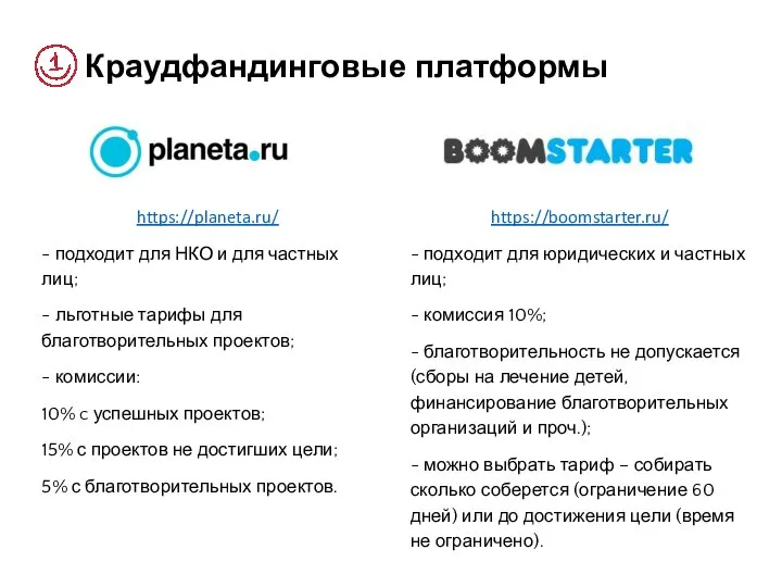 Краудфандинговые платформы https://planeta.ru/ - подходит для НКО и для частных лиц; -