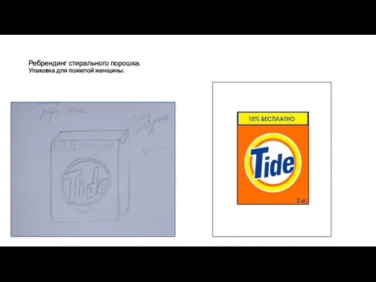 Ребрендинг стирального порошка. Упаковка для пожилой женщины.