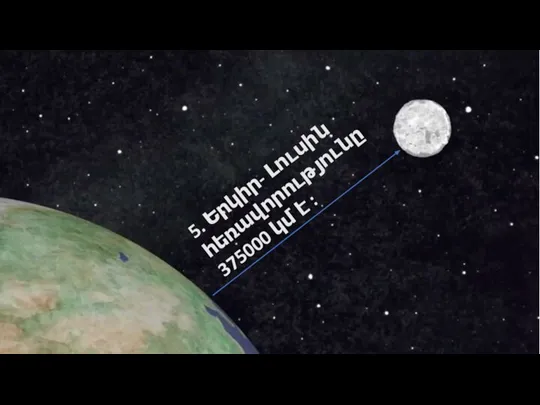 5. Երկիր- Լուսին հեռավորությունը 375000 կմ է :