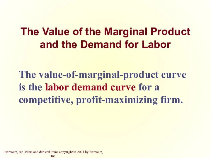 The Value of the Marginal Product and the Demand for Labor The