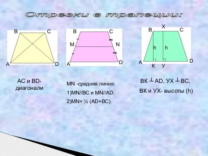 Отрезки в трапеции: С А В А В С D А В