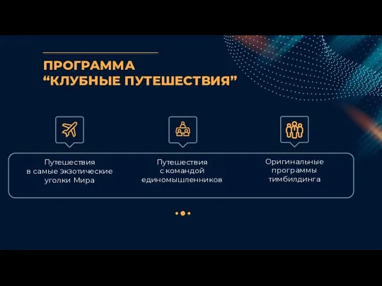 ПРОГРАММА “КЛУБНЫЕ ПУТЕШЕСТВИЯ” Путешествия в самые экзотические уголки Мира Путешествия с командой