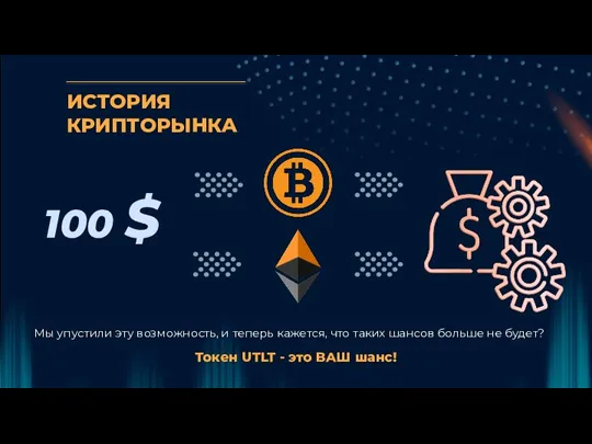 ИСТОРИЯ КРИПТОРЫНКА Токен UTLT - это ВАШ шанс! 100 $ Мы упустили