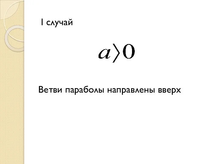 I случай Ветви параболы направлены вверх