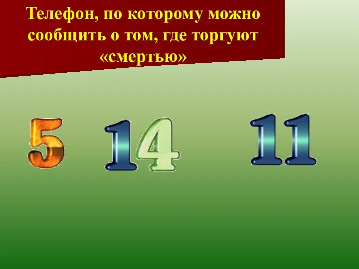 Телефон, по которому можно сообщить о том, где торгуют «смертью»