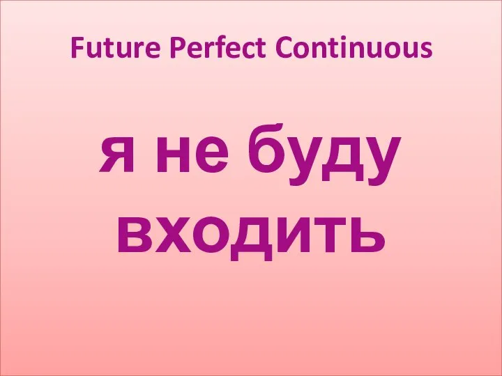 я не буду входить Future Perfect Continuous