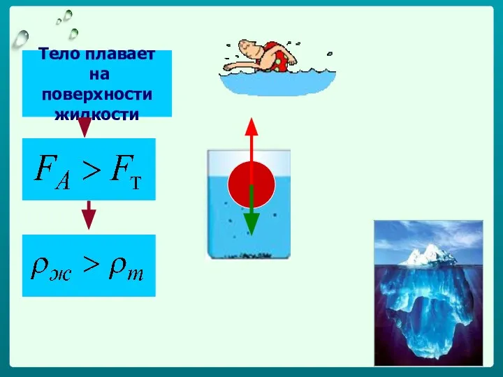 Тело плавает на поверхности жидкости